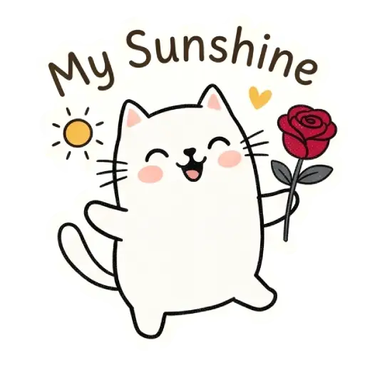 Hello, my love, cat, cat lover, romantic, love, cute, WhatsApp stickers, stickers, love message My sunshine